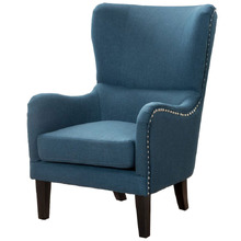 Blue High Back Fabric Armchair